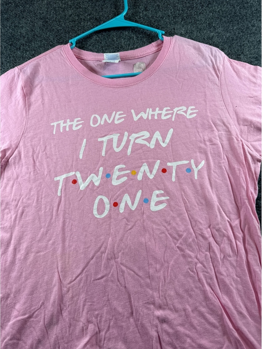 Port & Company Friends 21st Birthday T Shirt Womens L Pink Twenty One Graphic